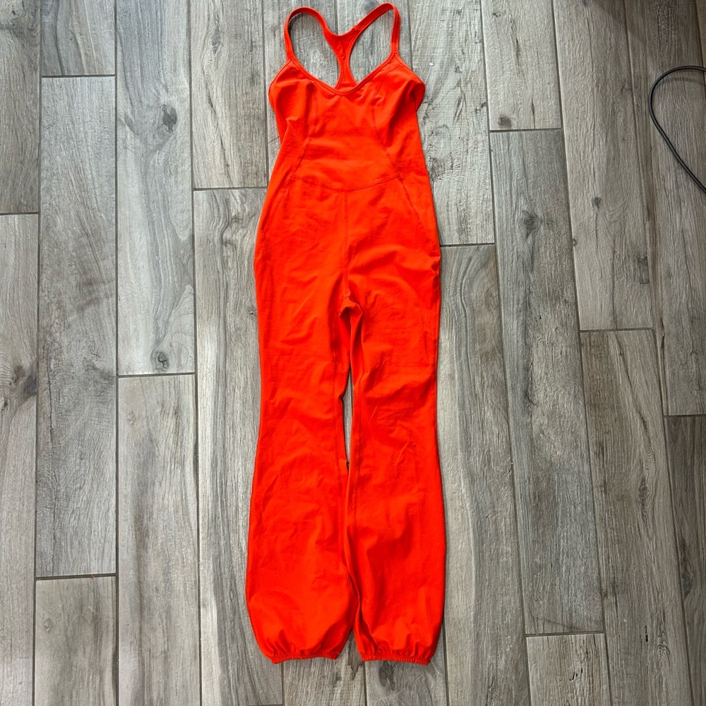 Burnt orange pants workout romper